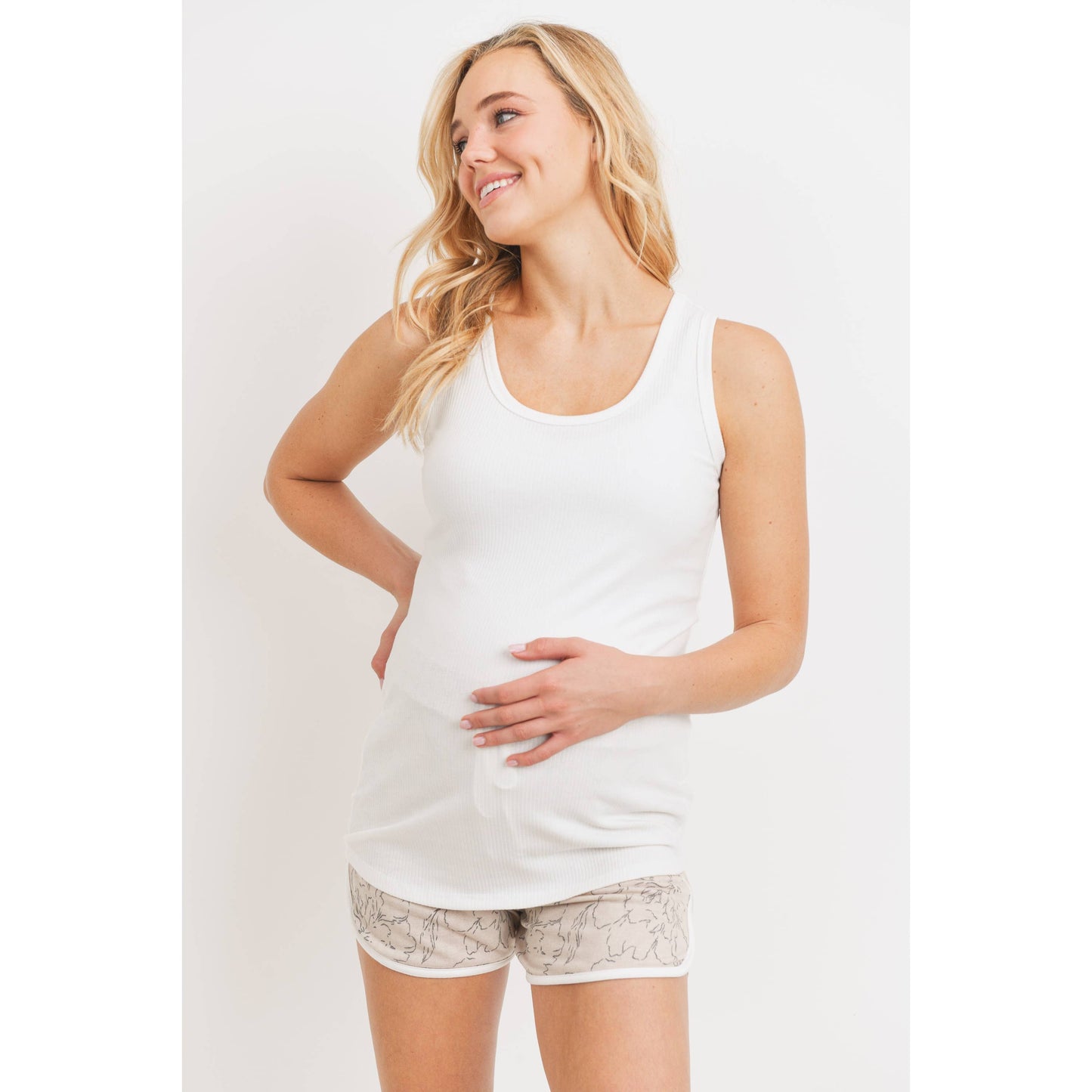 Hello Miz - Solid Rib Maternity Basic Tank Top