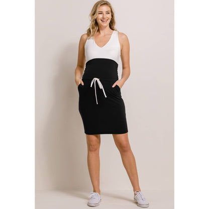 French Terry Maternity Midi Skirt with Waist Band
