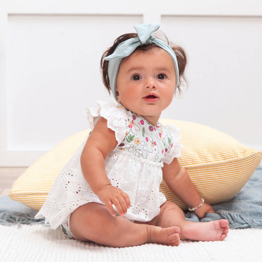 Baby Girl's Easter Cottontail Bamboo Skirted Bodysuit