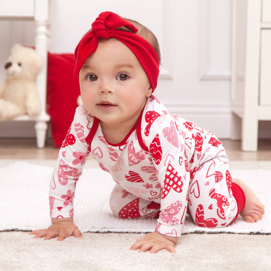 Tesa Babe - Baby Girl's Valentine Hearts Bamboo Romper
